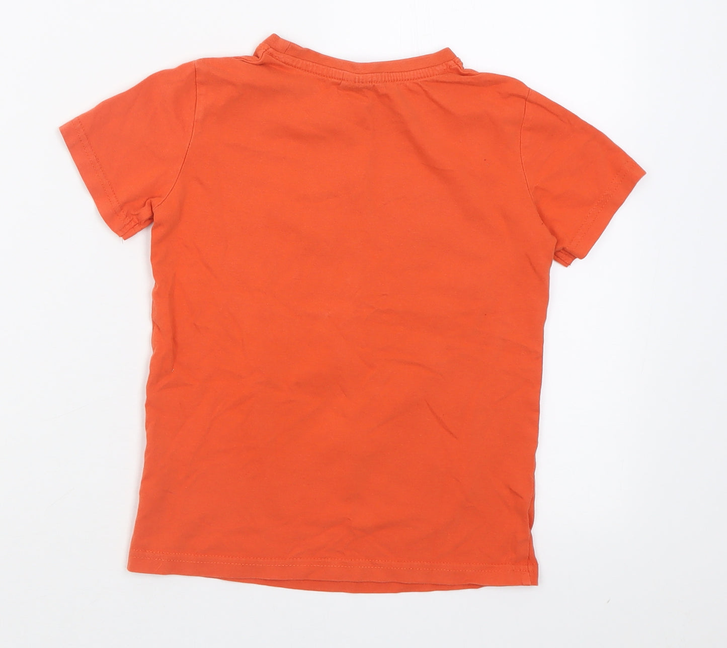 Kiki & koko Boys Orange  Cotton Basic T-Shirt Size 7 Years Crew Neck Pullover - Surf