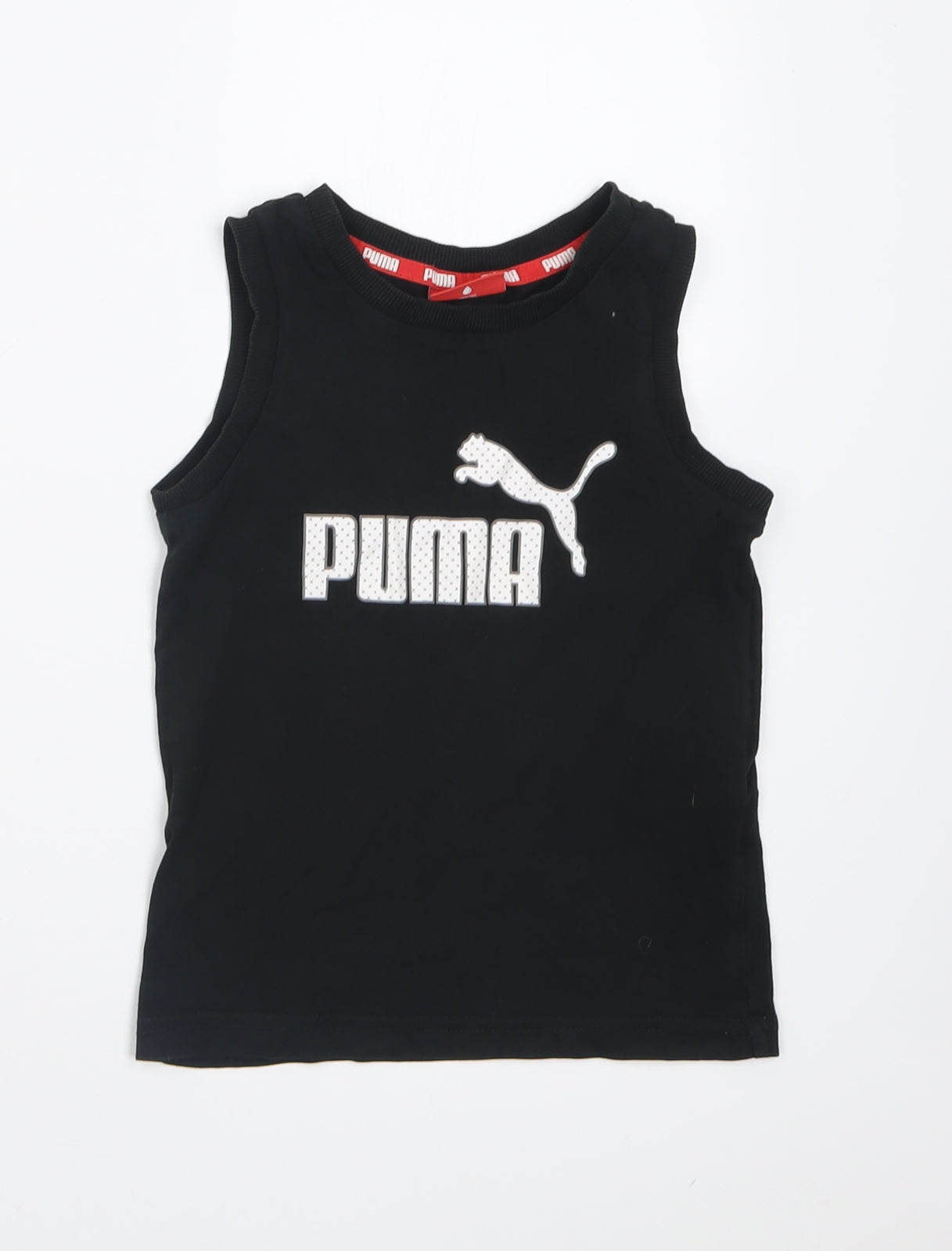 PUMA Boys Black  Cotton Basic Tank Size 5-6 Years Crew Neck Pullover