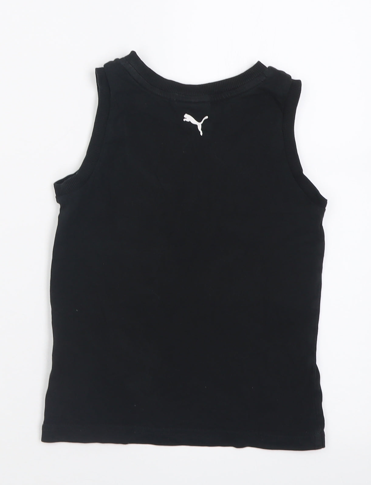 PUMA Boys Black  Cotton Basic Tank Size 5-6 Years Crew Neck Pullover