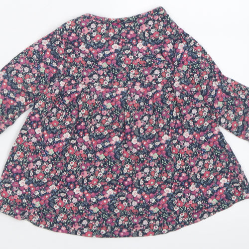NEXT Girls Purple Floral Cotton A-Line  Size 6-9 Months  Crew Neck Button