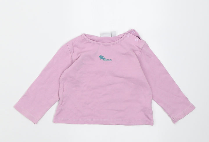 MGXX Girls Purple Cotton Basic Casual Size 12 Months Crew Neck Button