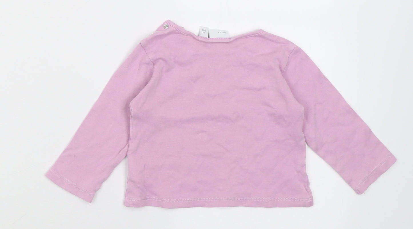 MGXX Girls Purple  Cotton Basic Casual Size 12 Months Crew Neck Button