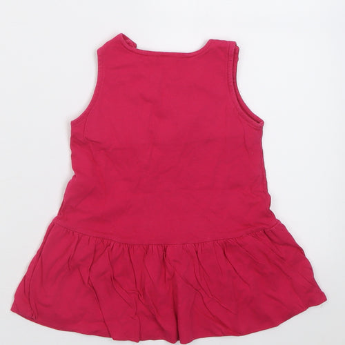 NEXT Girls Pink  Cotton A-Line  Size 6-9 Months  Crew Neck Button - tweet