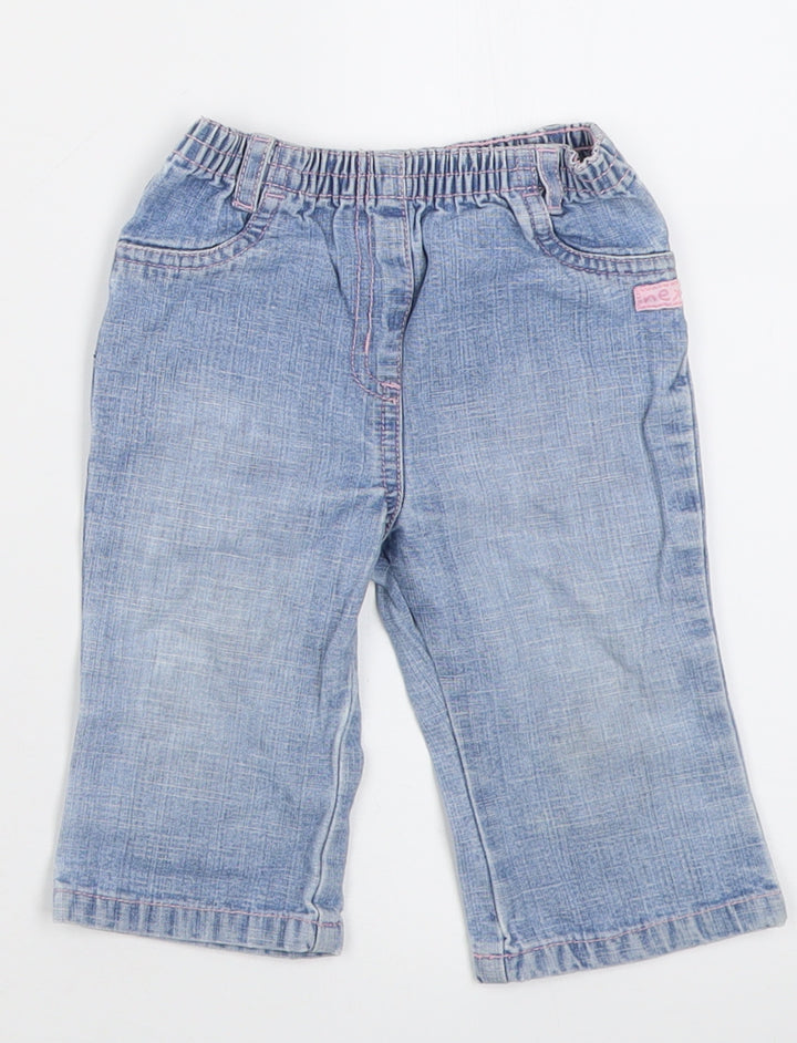 NEXT Girls Blue  Cotton Capri Jeans Size 6-9 Months  Pullover