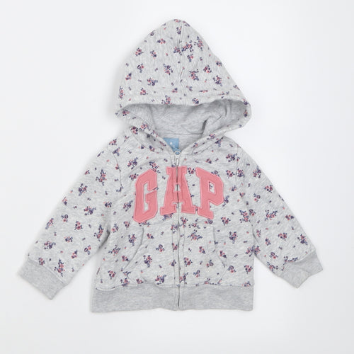 Gap Girls Grey Floral  Jacket  Size 6-9 Months   Zip