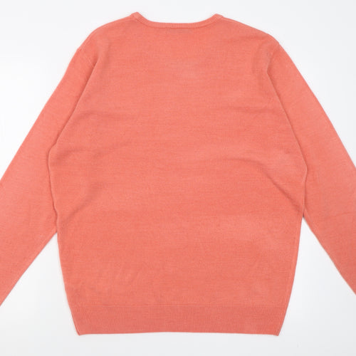 Dunnes Stores Womens Pink Crew Neck  Acrylic Pullover Jumper Size L
