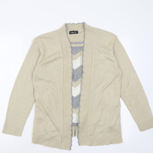 lady lee Womens Beige Square Neck Striped Acrylic Pullover Jumper Size S