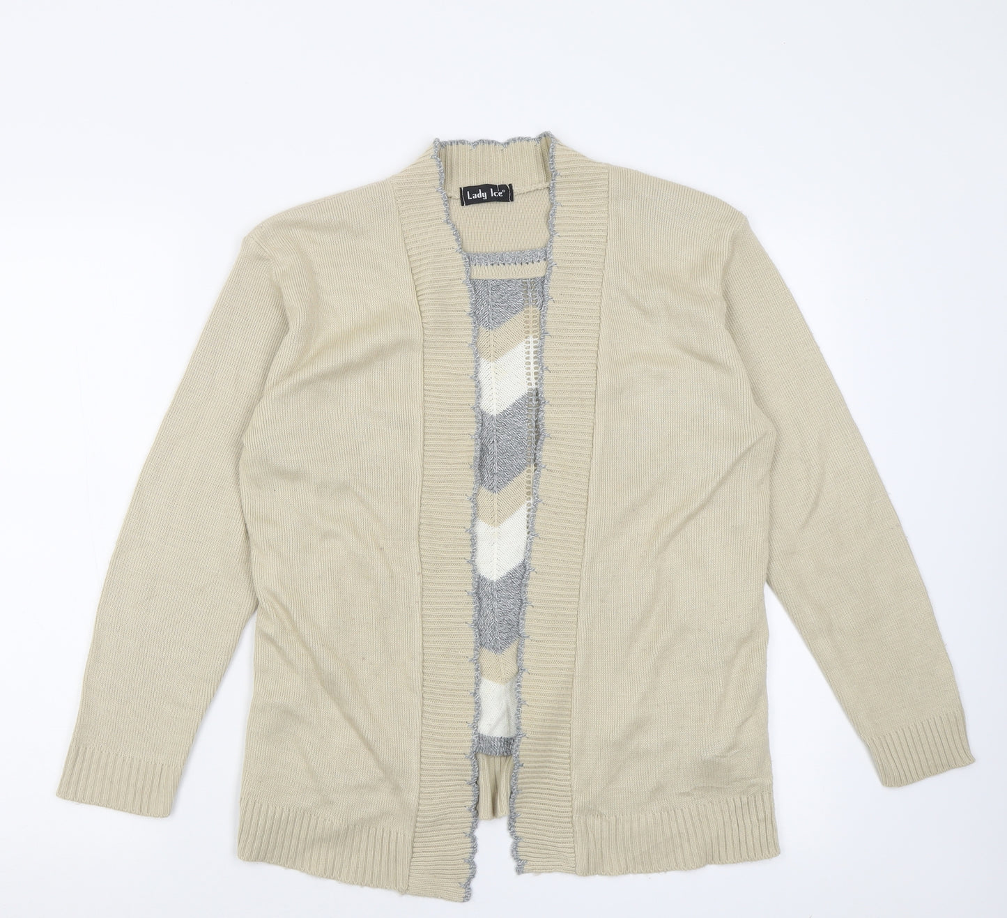 lady lee Womens Beige Square Neck Striped Acrylic Pullover Jumper Size S