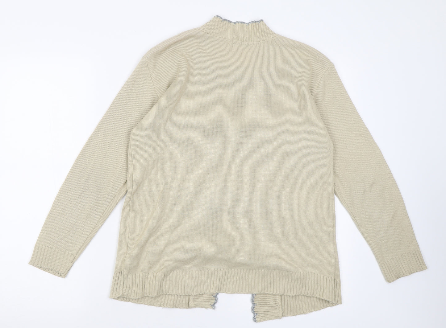 lady lee Womens Beige Square Neck Striped Acrylic Pullover Jumper Size S