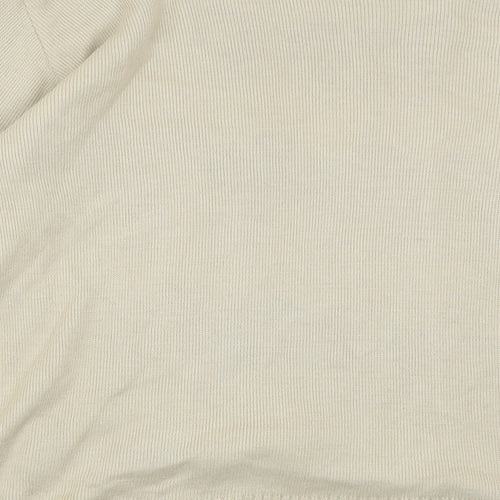 lady lee Womens Beige Square Neck Striped Acrylic Pullover Jumper Size S