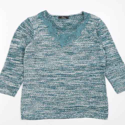 BM Womens Blue Crew Neck  Polyester Pullover Jumper Size S