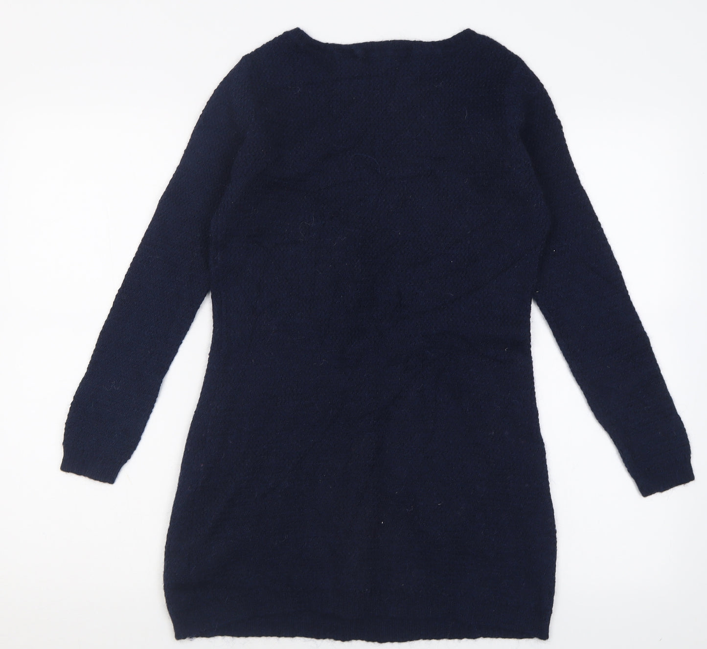 Monsoon Womens Blue Crew Neck  Nylon Tunic Jumper Size M