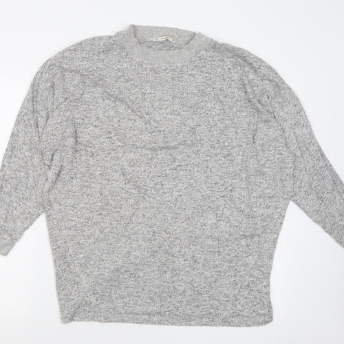 Pull&Bear Womens Grey Crew Neck  Polyester Pullover Jumper Size M