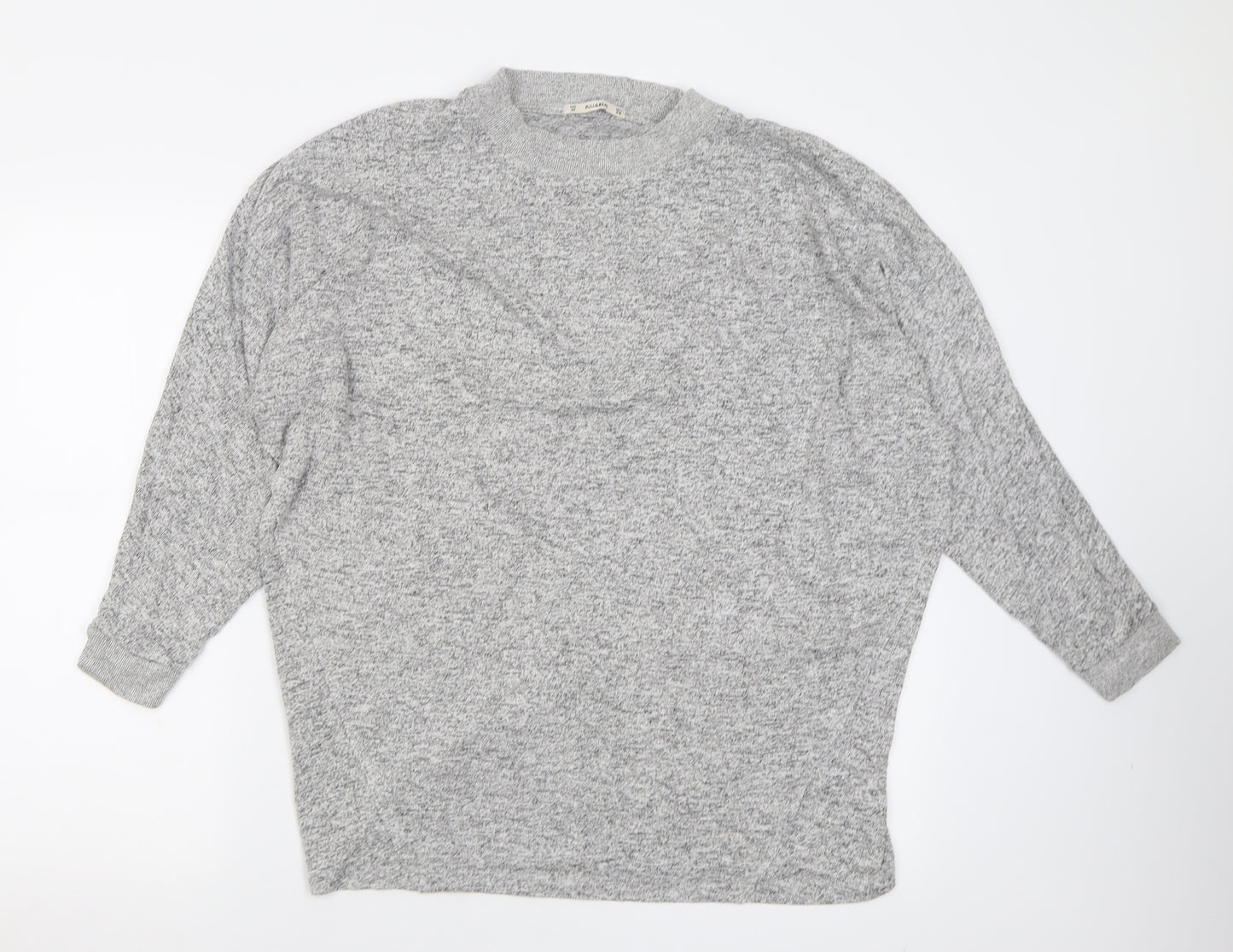 Pull&Bear Womens Grey Crew Neck  Polyester Pullover Jumper Size M
