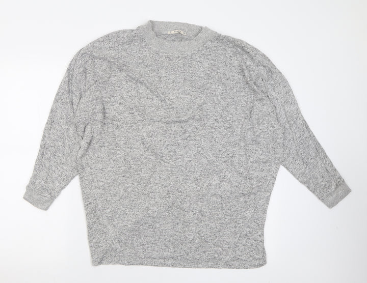 Pull&Bear Womens Grey Crew Neck Polyester Pullover Jumper Size M