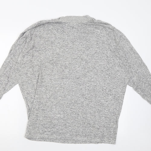 Pull&Bear Womens Grey Crew Neck  Polyester Pullover Jumper Size M