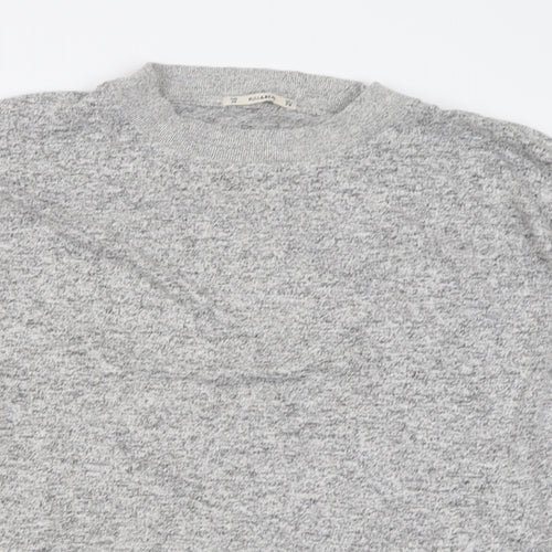 Pull&Bear Womens Grey Crew Neck  Polyester Pullover Jumper Size M