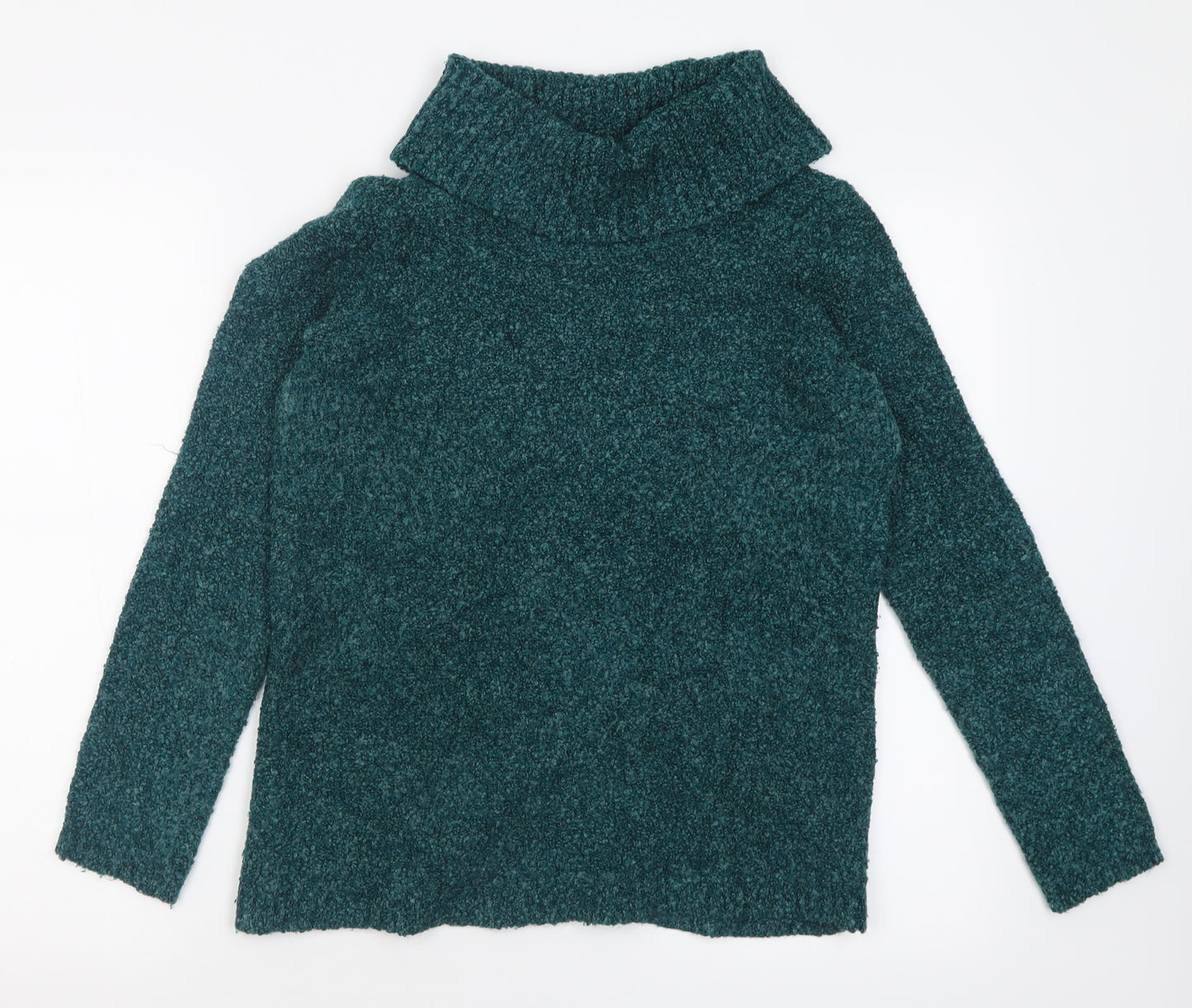 Marks and Spencer Womens Blue Roll Neck  Acrylic Pullover Jumper Size 10