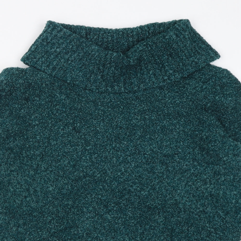 Marks and Spencer Womens Blue Roll Neck  Acrylic Pullover Jumper Size 10