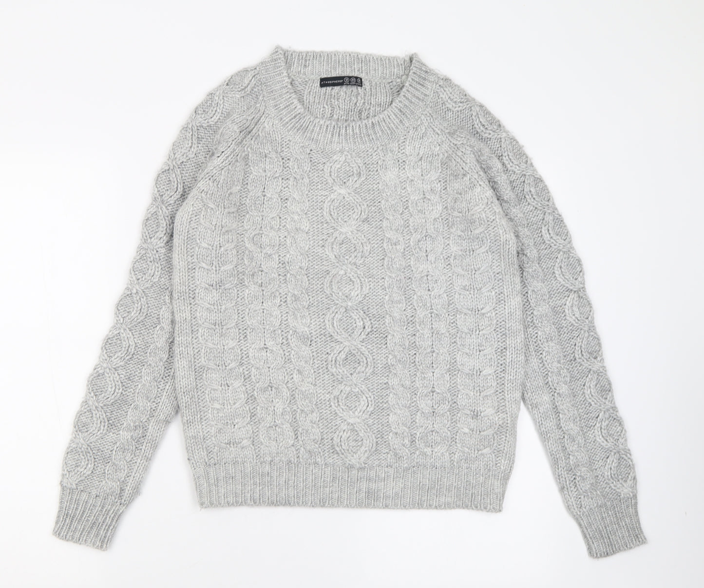 Marks and Spencer Womens Grey Crew Neck  Acrylic Pullover Jumper Size 12