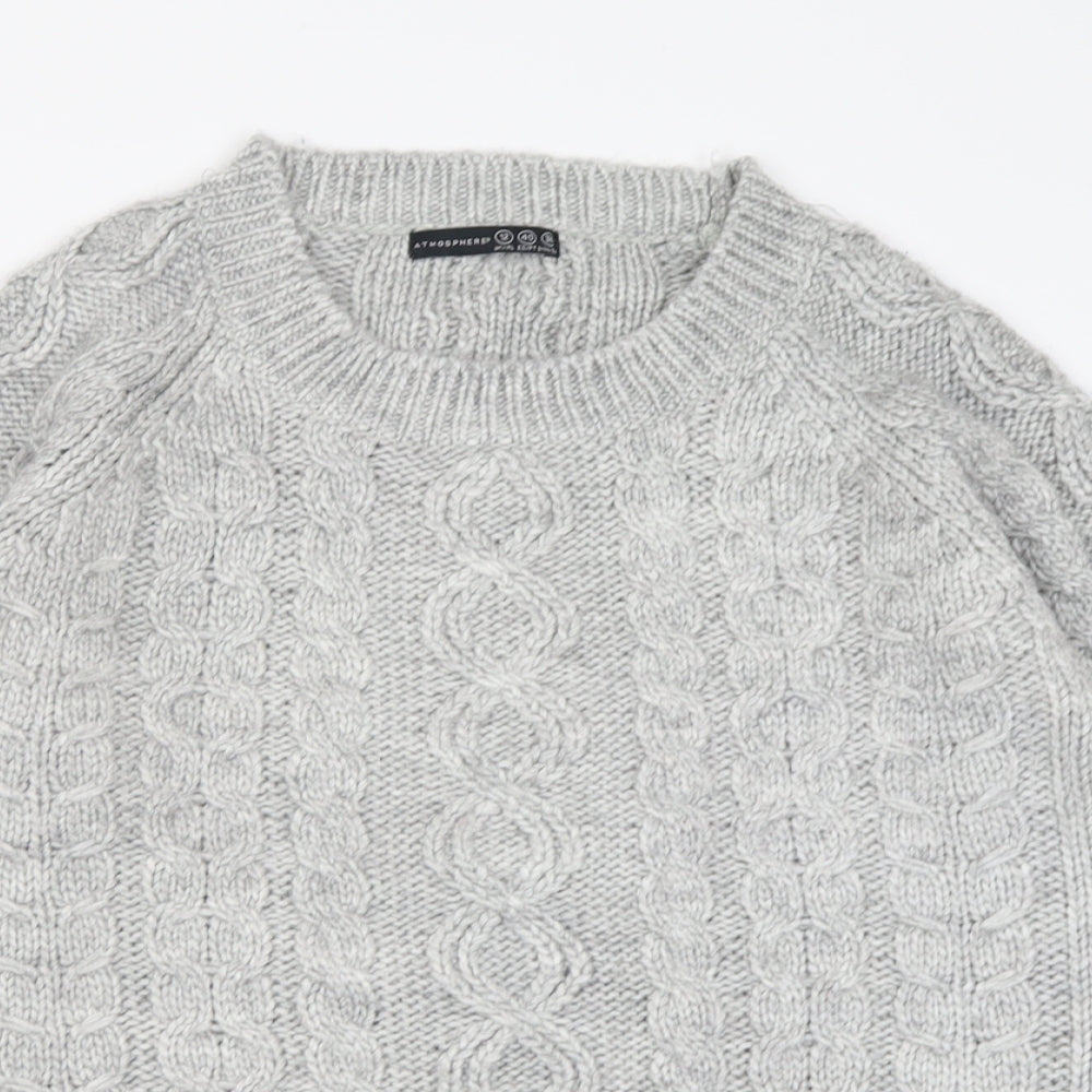 Marks and Spencer Womens Grey Crew Neck  Acrylic Pullover Jumper Size 12