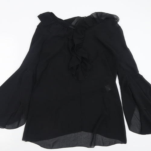 TFNC Womens Black  Polyester Basic Blouse Size S Boat Neck