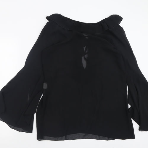 TFNC Womens Black  Polyester Basic Blouse Size S Boat Neck