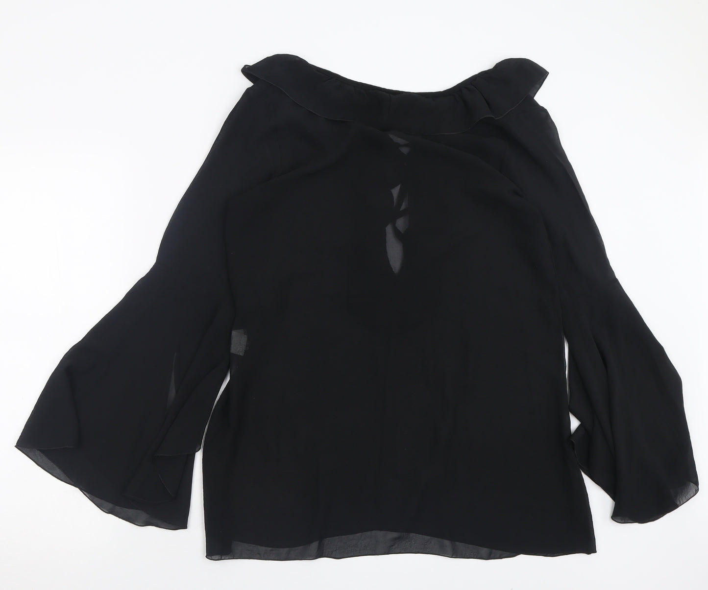 TFNC Womens Black  Polyester Basic Blouse Size S Boat Neck