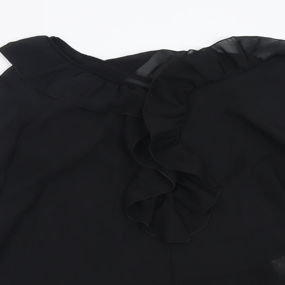 TFNC Womens Black  Polyester Basic Blouse Size S Boat Neck