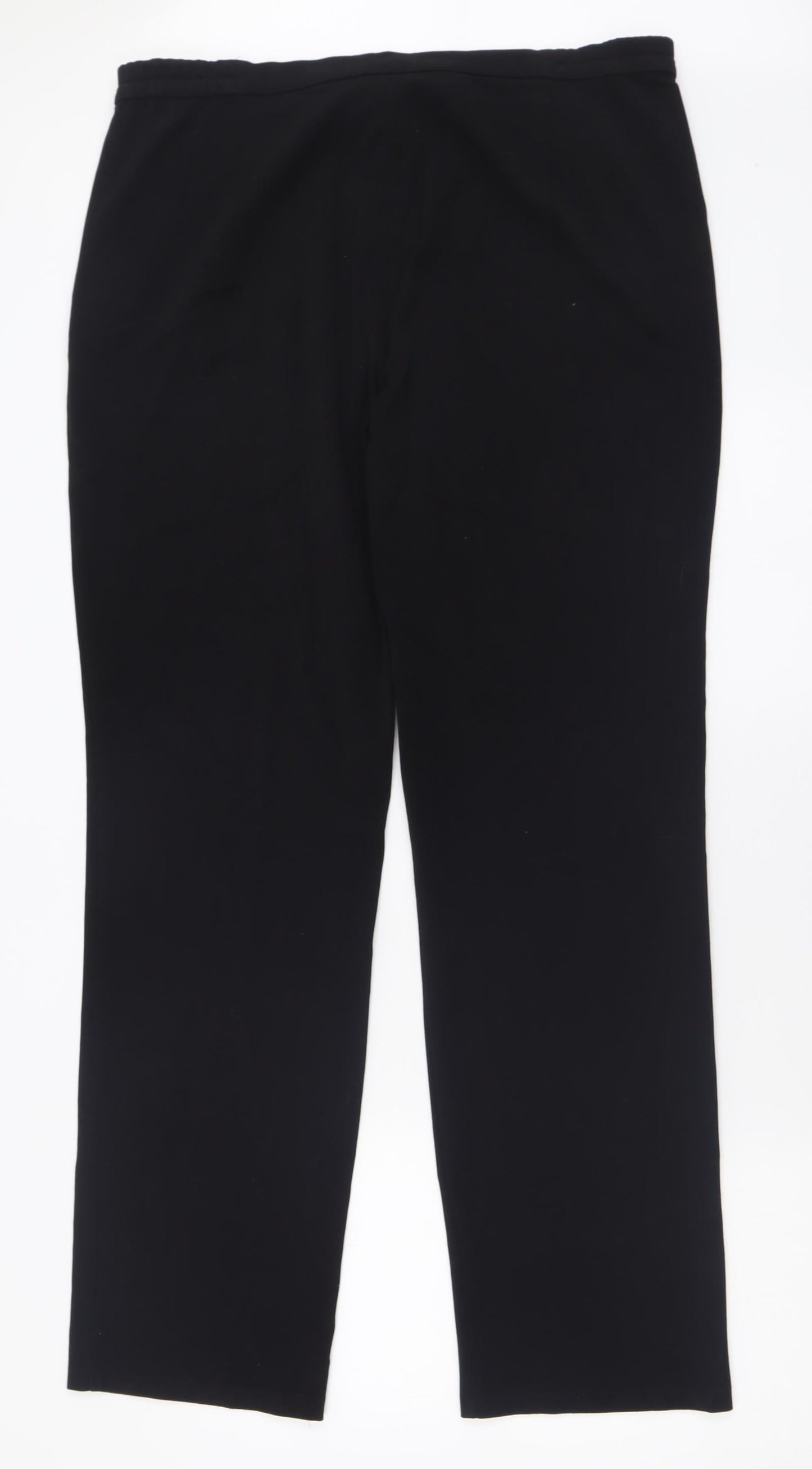 Marks and Spencer Womens Black  Polyester Trousers  Size 14 L32 in Regular Button