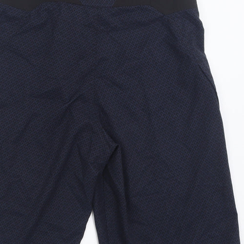 DECATHLON Mens Blue Geometric Polyester Sweat Shorts Size L L9 in Regular Tie