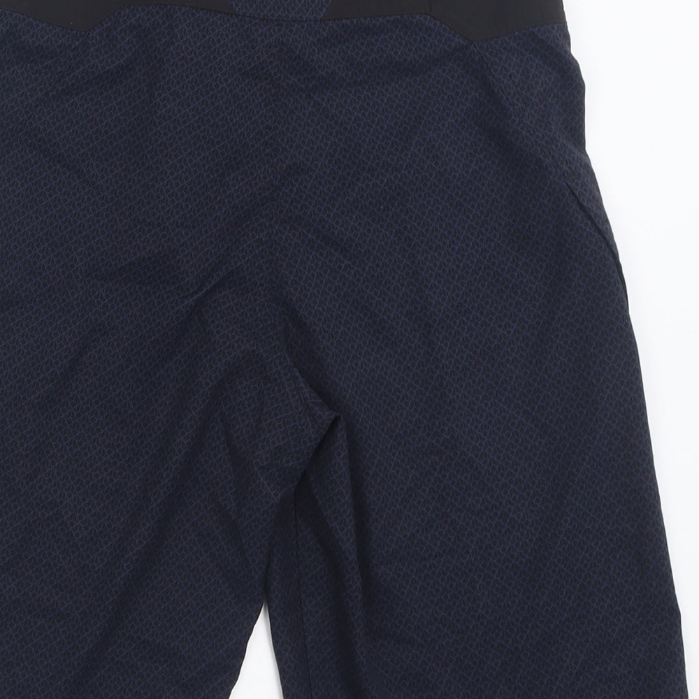 DECATHLON Mens Blue Geometric Polyester Sweat Shorts Size L L9 in Regular Tie