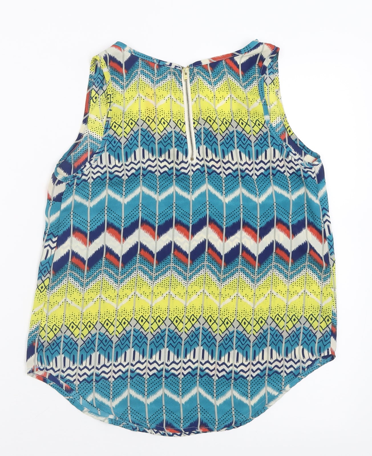 Red Chilli Womens Multicoloured Geometric Polyester Basic Tank Size 8 Scoop Neck