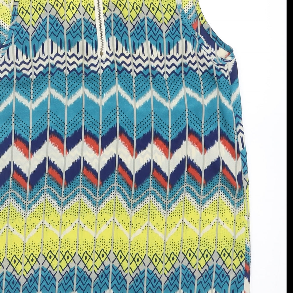 Red Chilli Womens Multicoloured Geometric Polyester Basic Tank Size 8 Scoop Neck