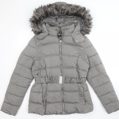 New Look Womens Silver   Puffer Jacket Coat   Zip