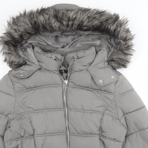 New Look Womens Silver   Puffer Jacket Coat   Zip