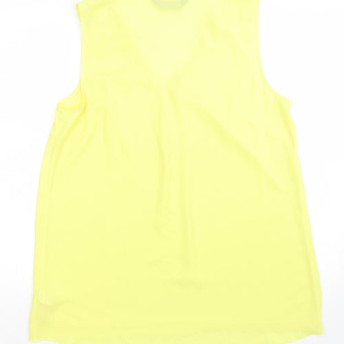 F&F Womens Yellow  Polyester Basic Blouse Size 14 V-Neck