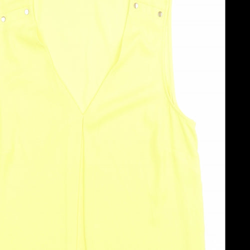 F&F Womens Yellow  Polyester Basic Blouse Size 14 V-Neck