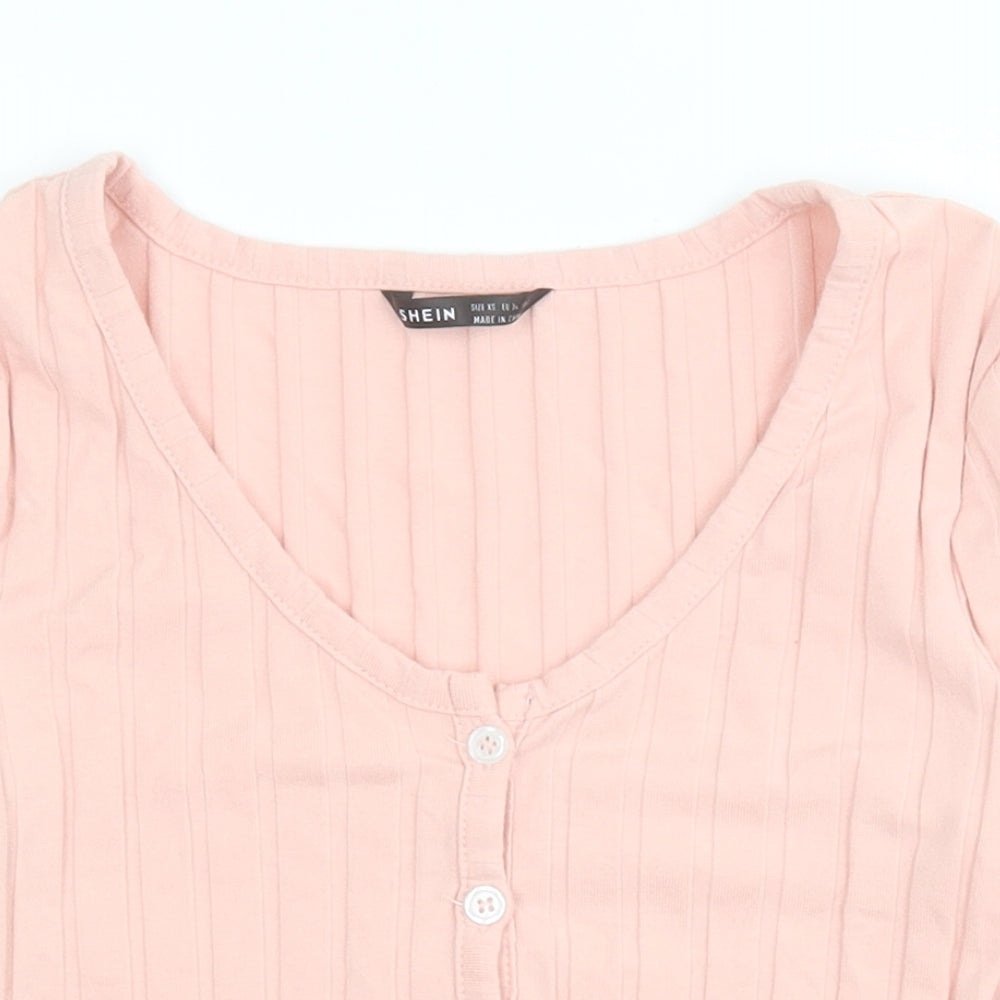 SheIn Womens Pink  100% Cotton Basic T-Shirt Size XS Round Neck
