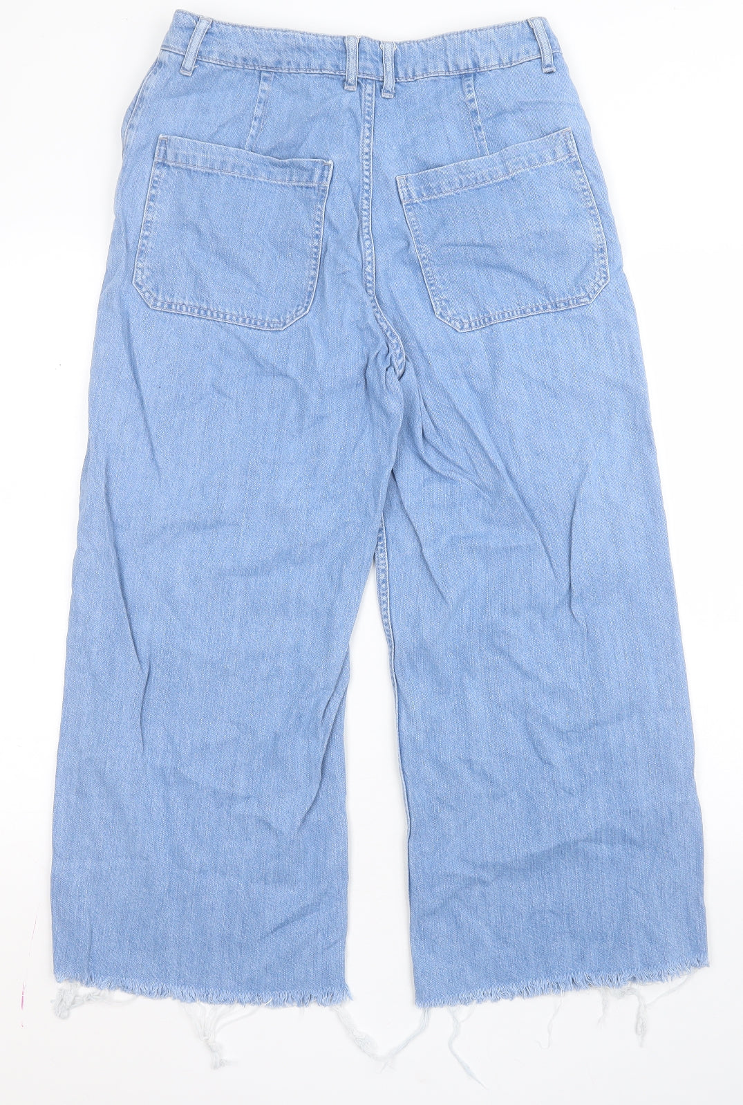 Topshop Womens Blue  Cotton Wide-Leg Jeans Size M L24 in Regular Zip