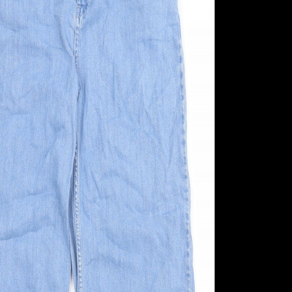 Topshop Womens Blue  Cotton Wide-Leg Jeans Size M L24 in Regular Zip