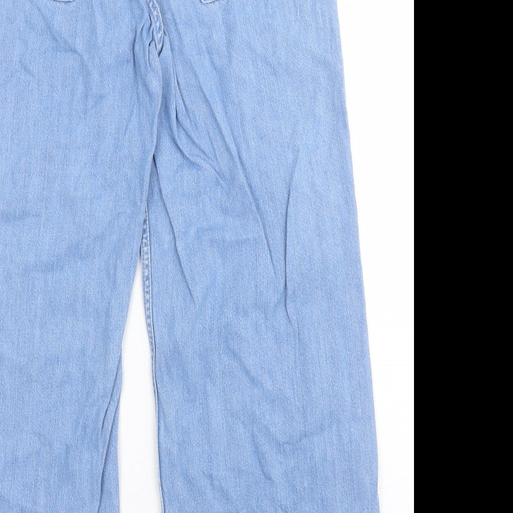 Topshop Womens Blue  Cotton Wide-Leg Jeans Size M L24 in Regular Zip