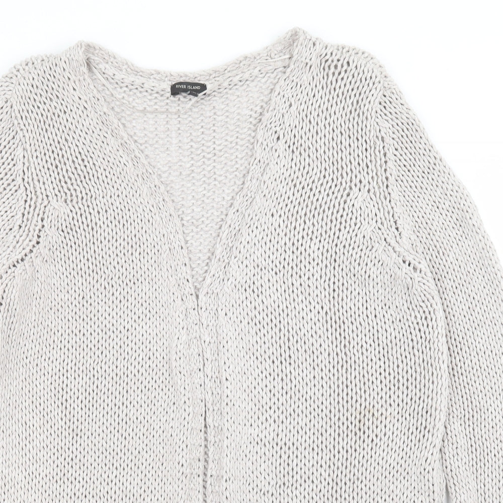 River Island Womens Grey Round Neck  Cotton Cardigan Jumper Size M