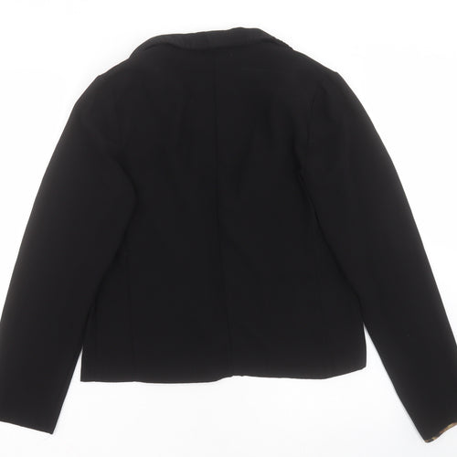 Primark Womens Black   Jacket Blazer Size 12   - Leopard collar and sleeves