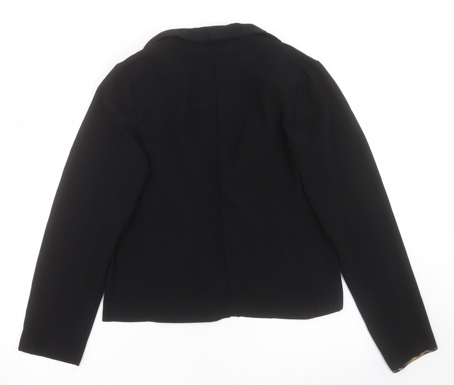 Primark Womens Black   Jacket Blazer Size 12   - Leopard collar and sleeves