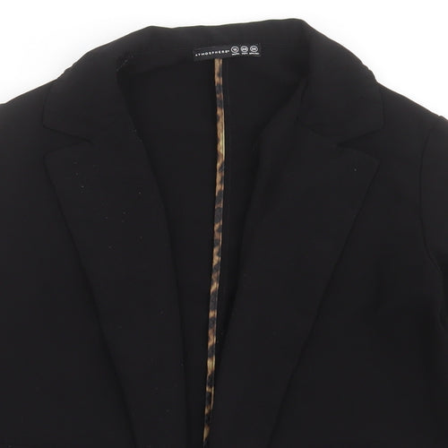 Primark Womens Black   Jacket Blazer Size 12   - Leopard collar and sleeves