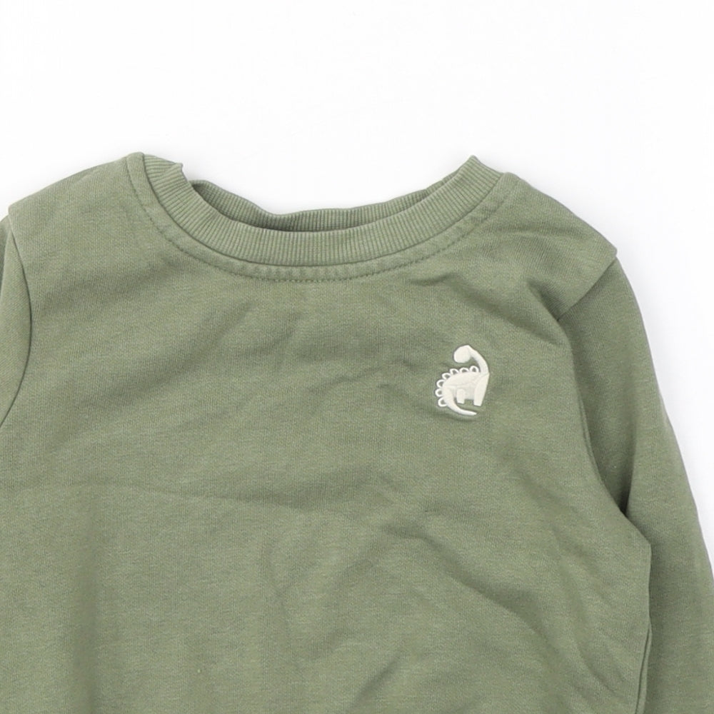 George Boys Green  Cotton Pullover Casual Size 12-18 Months Round Neck Button
