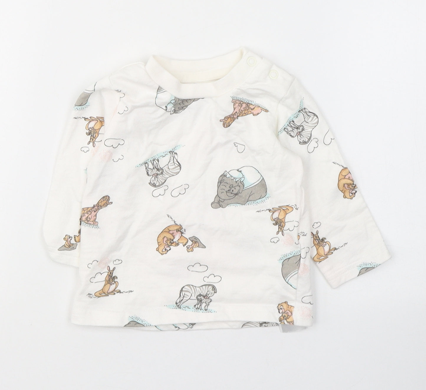 Disney Baby Baby White  Cotton Pullover Casual Size 0-3 Months Round Neck Button - Dumbo