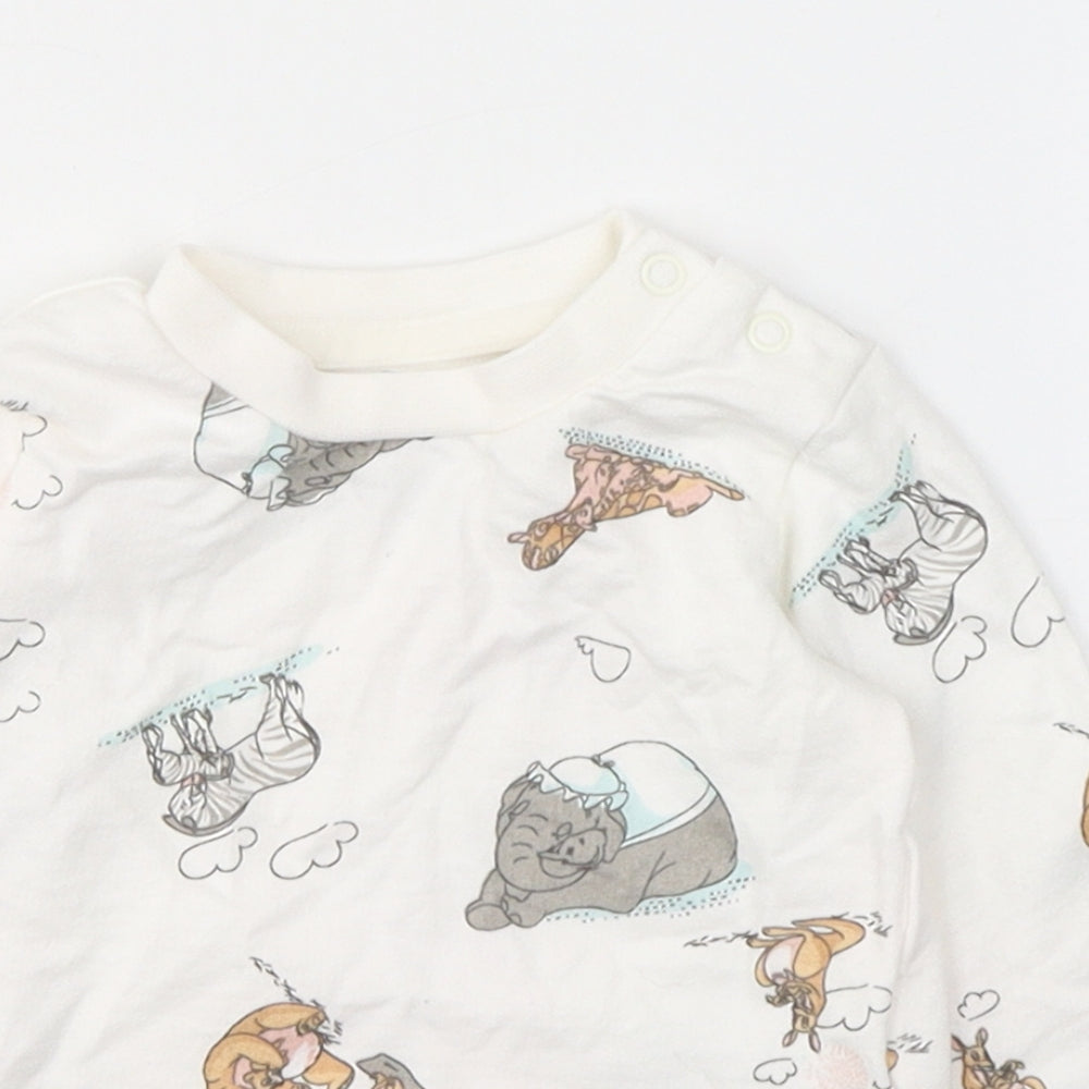 Disney Baby Baby White  Cotton Pullover Casual Size 0-3 Months Round Neck Button - Dumbo