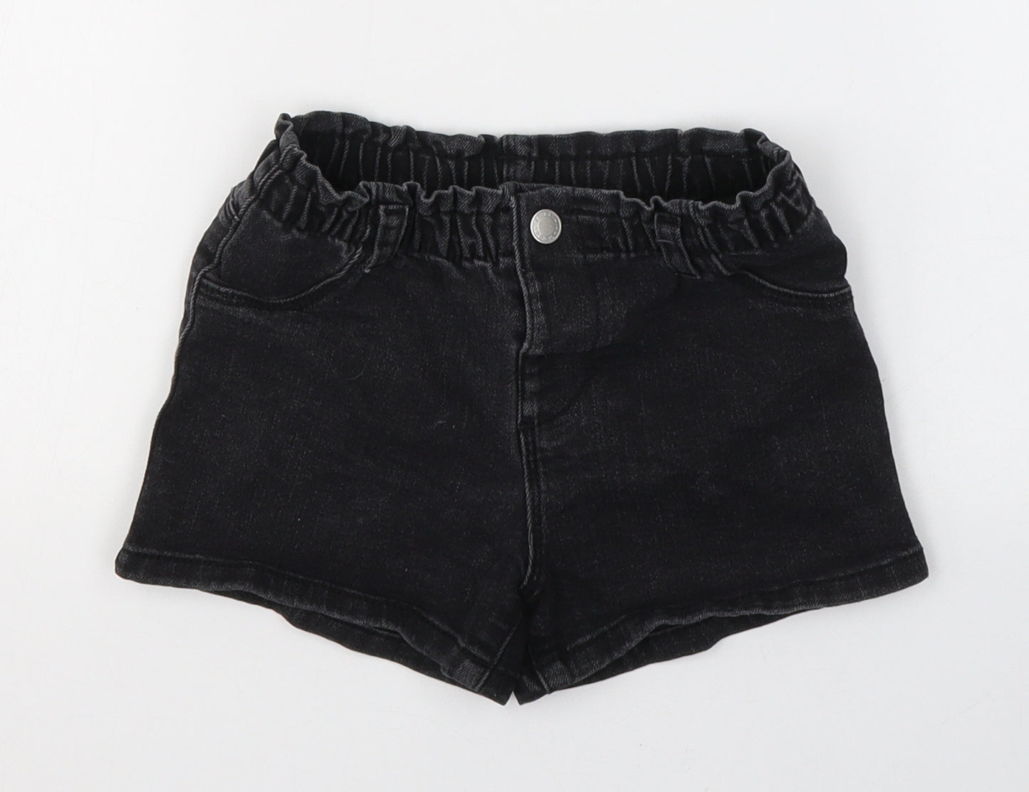 Primark Girls Black  Cotton Cropped Jeans Size 18-24 Months  Button